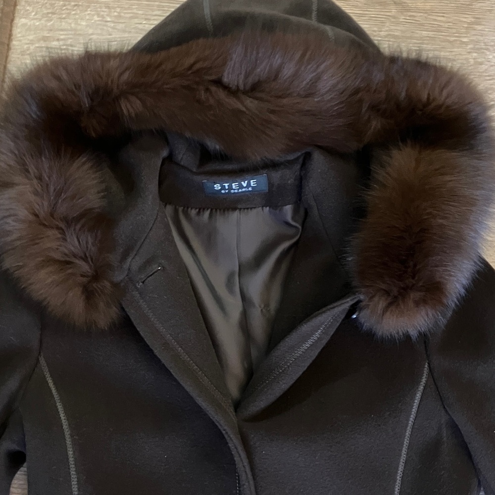 Steve by Searle Cashmere Wool Coat w/fur - Picture 3 of 10